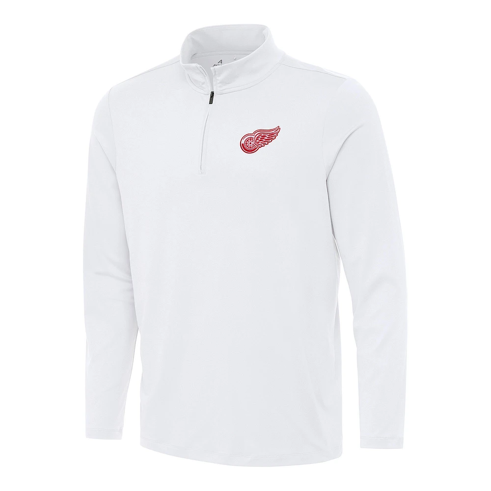Men's Antigua White Detroit Red Wings Reprocess Quarter-Zip Top