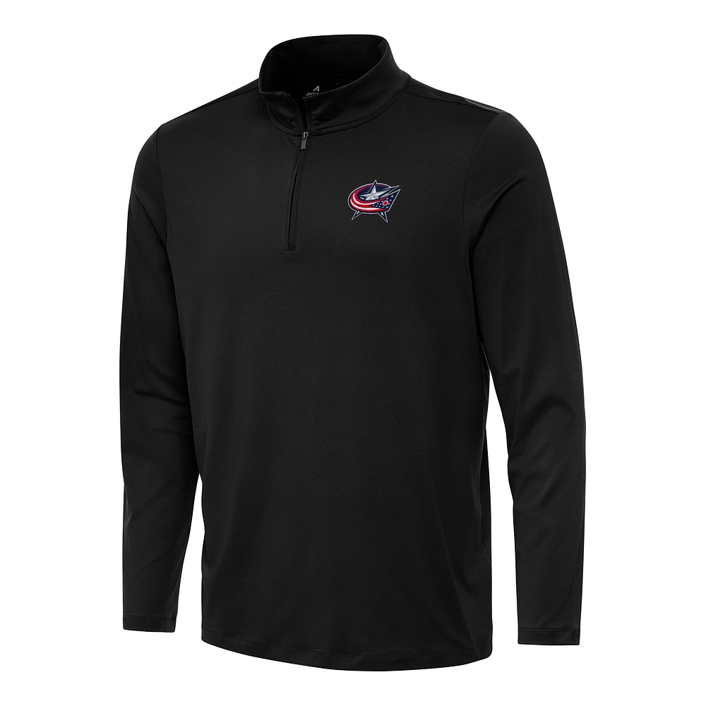 Men's Antigua Black Columbus Blue Jackets Reprocess Quarter-Zip Top