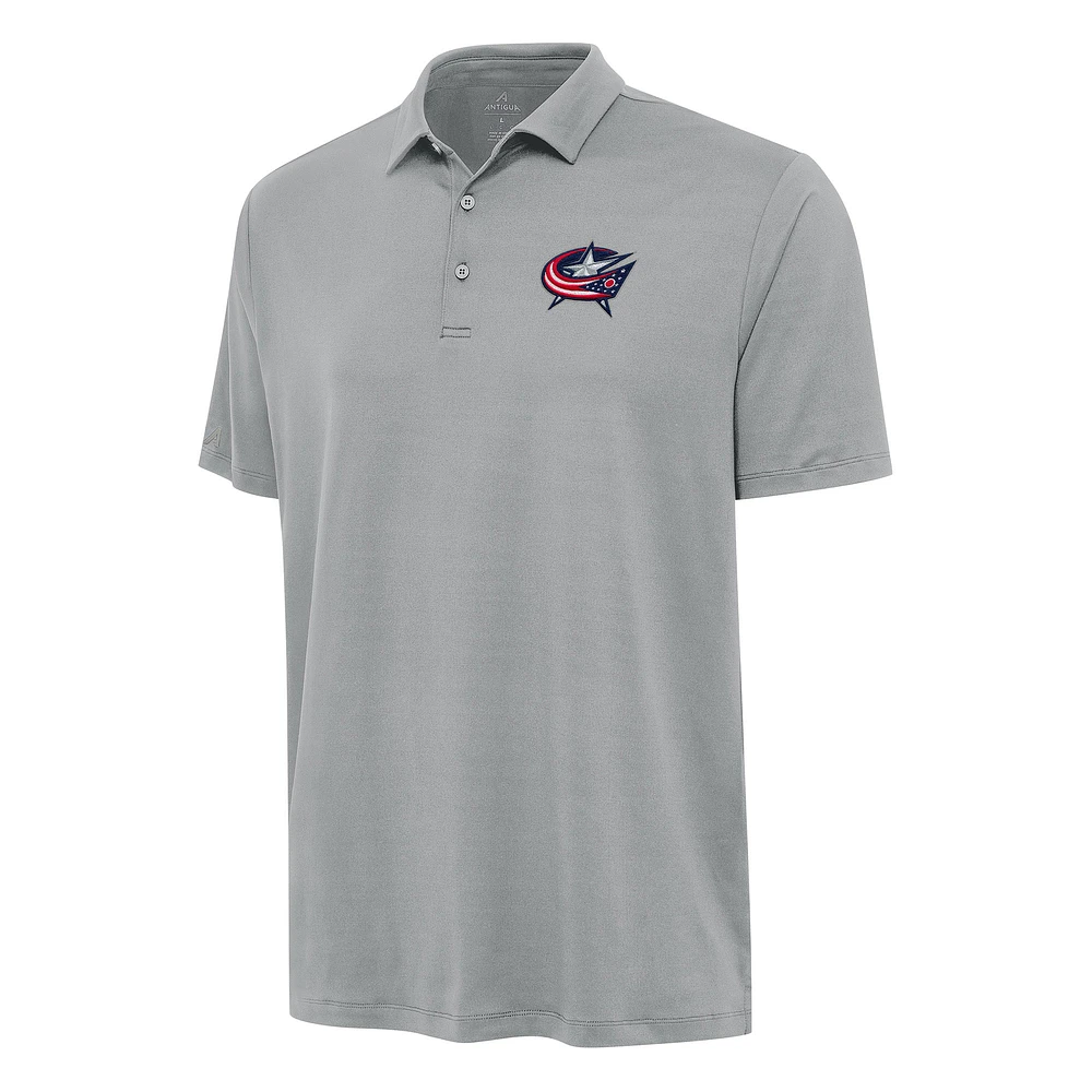Men's Antigua Gray Columbus Blue Jackets Reprocess Polo