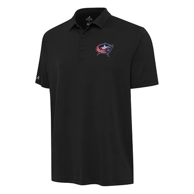 Men's Antigua Black Columbus Blue Jackets Reprocess Polo