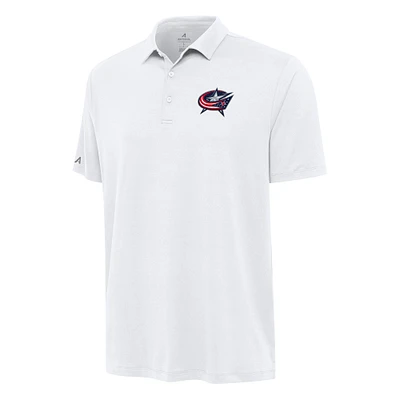 Men's Antigua White Columbus Blue Jackets Reprocess Polo