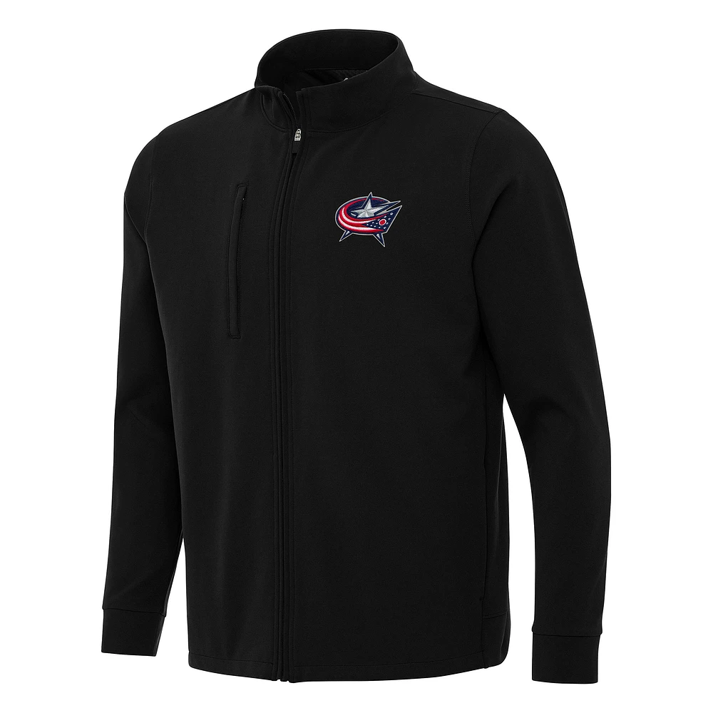 Men's Antigua Black Columbus Blue Jackets Regard Full-Zip Jacket