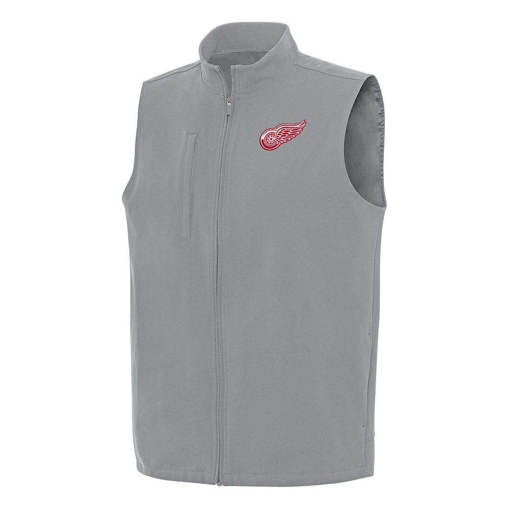 Men's Antigua Gray Detroit Red Wings Regard Full-Zip Vest