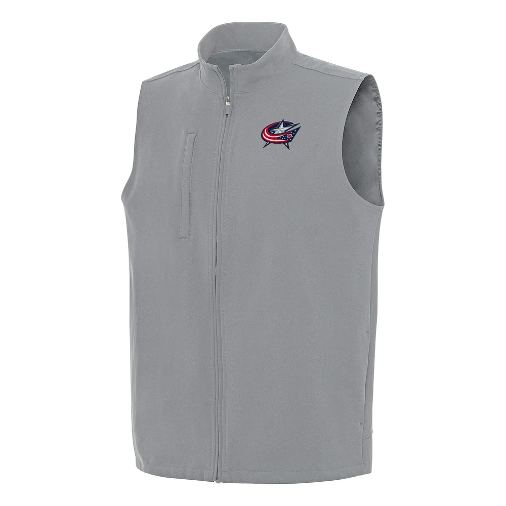 Men's Antigua Gray Columbus Blue Jackets Regard Full-Zip Vest