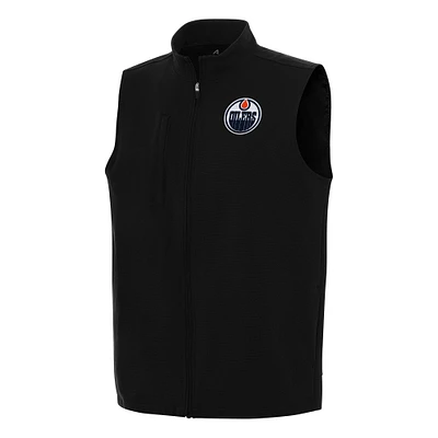 Men's Antigua Black Edmonton Oilers Regard Full-Zip Vest