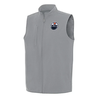 Men's Antigua Gray Edmonton Oilers Regard Full-Zip Vest