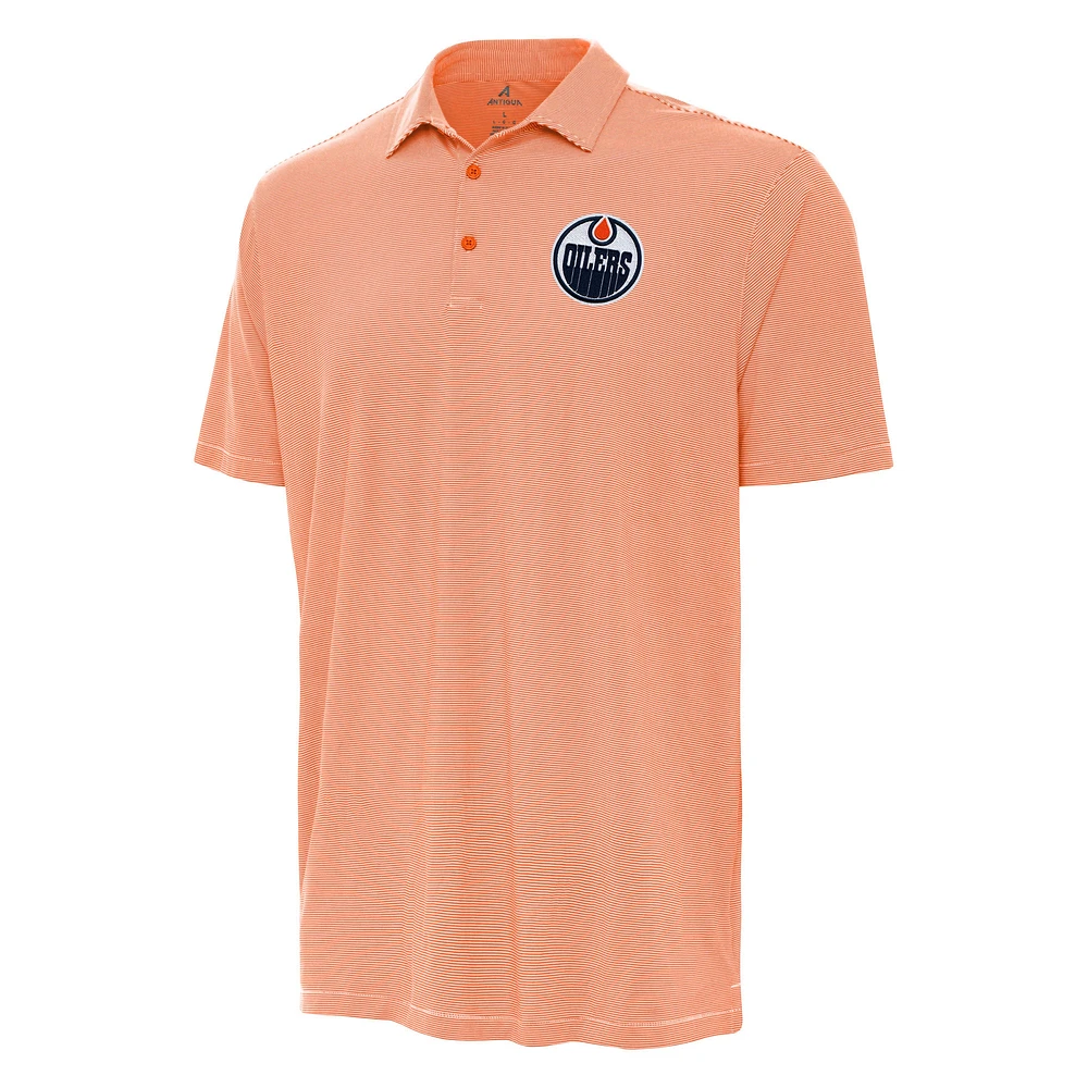 Men's Antigua Orange Edmonton Oilers Twine Polo