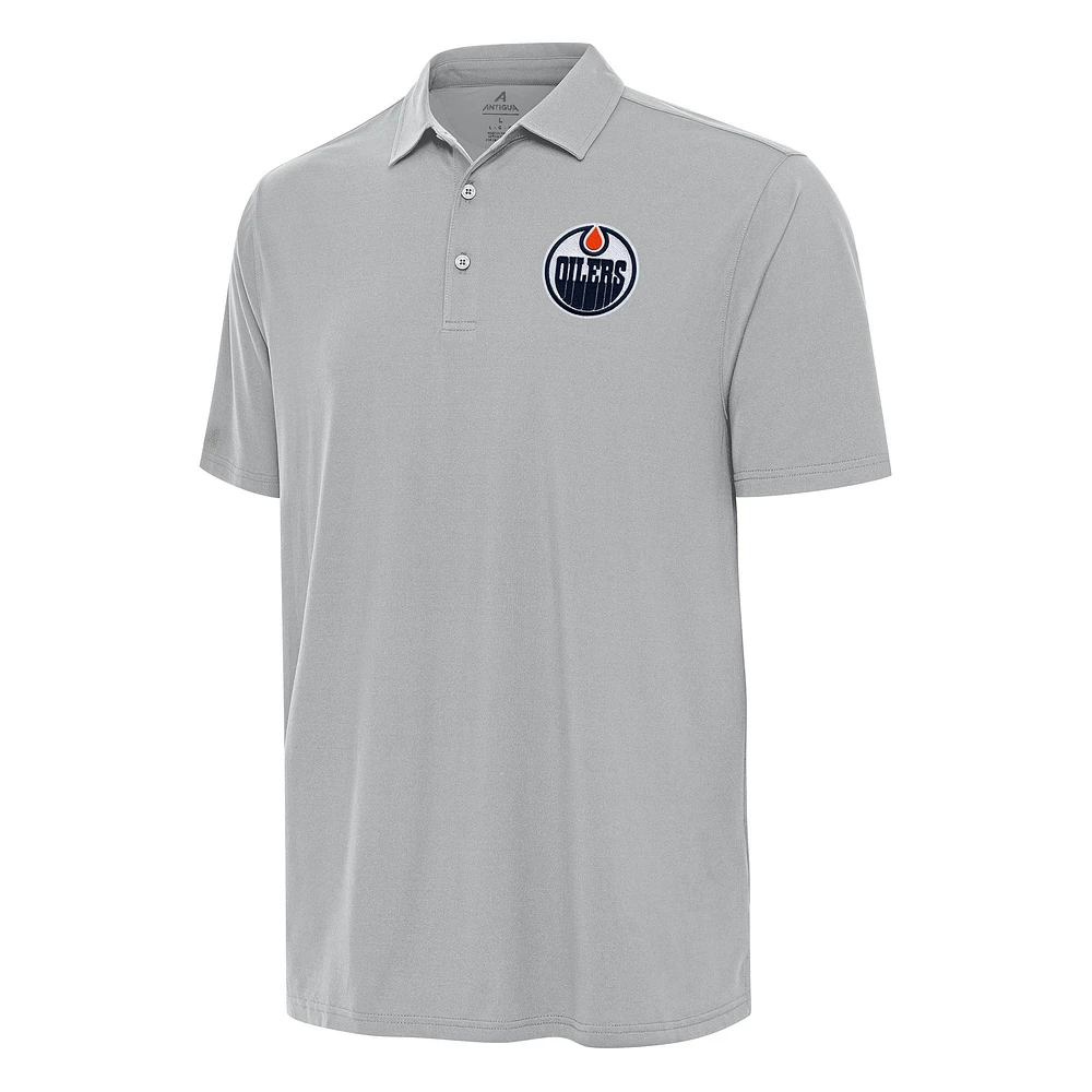 Men's Antigua Gray Edmonton Oilers Era Polo