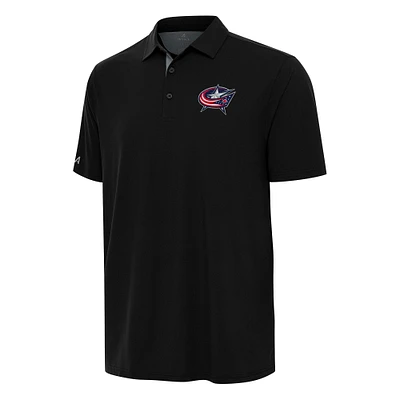 Men's Antigua Black Columbus Blue Jackets Era Polo