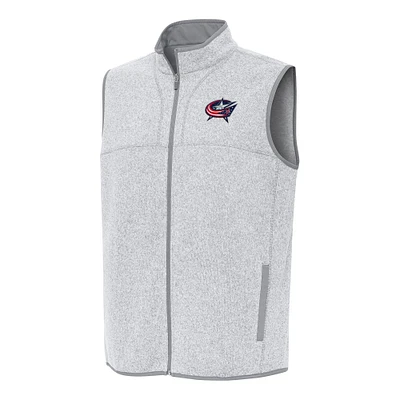 Men's Antigua Heather Gray Columbus Blue Jackets Fortune Full-Zip Vest