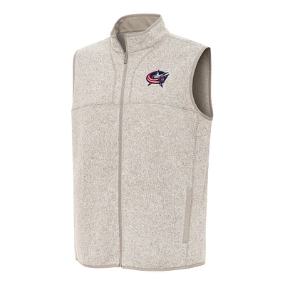 Men's Antigua Oatmeal Columbus Blue Jackets Fortune Full-Zip Vest