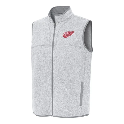 Men's Antigua Heather Gray Detroit Red Wings Fortune Full-Zip Vest