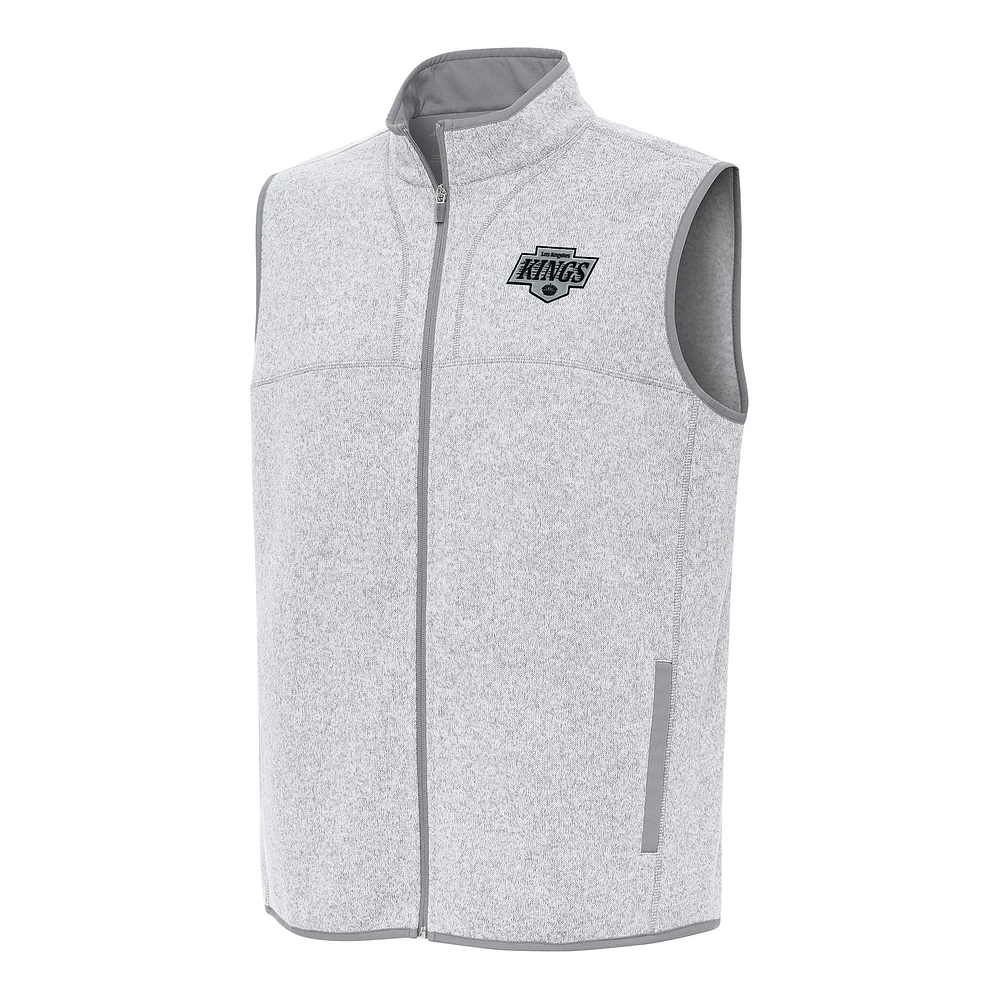 Men's Antigua Heather Gray Los Angeles Kings Fortune Full-Zip Vest