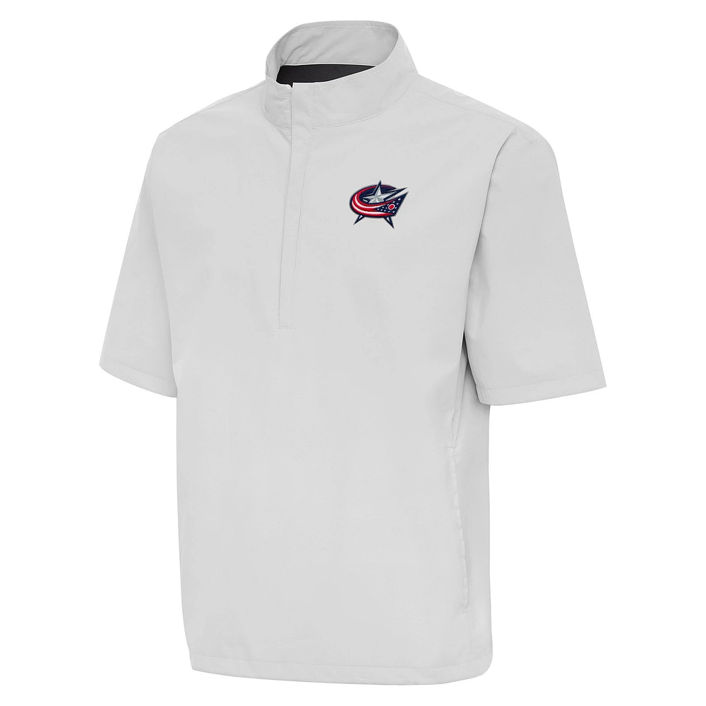 Men's Antigua Heather Gray Columbus Blue Jackets Brisk Quarter-Zip Windbreaker