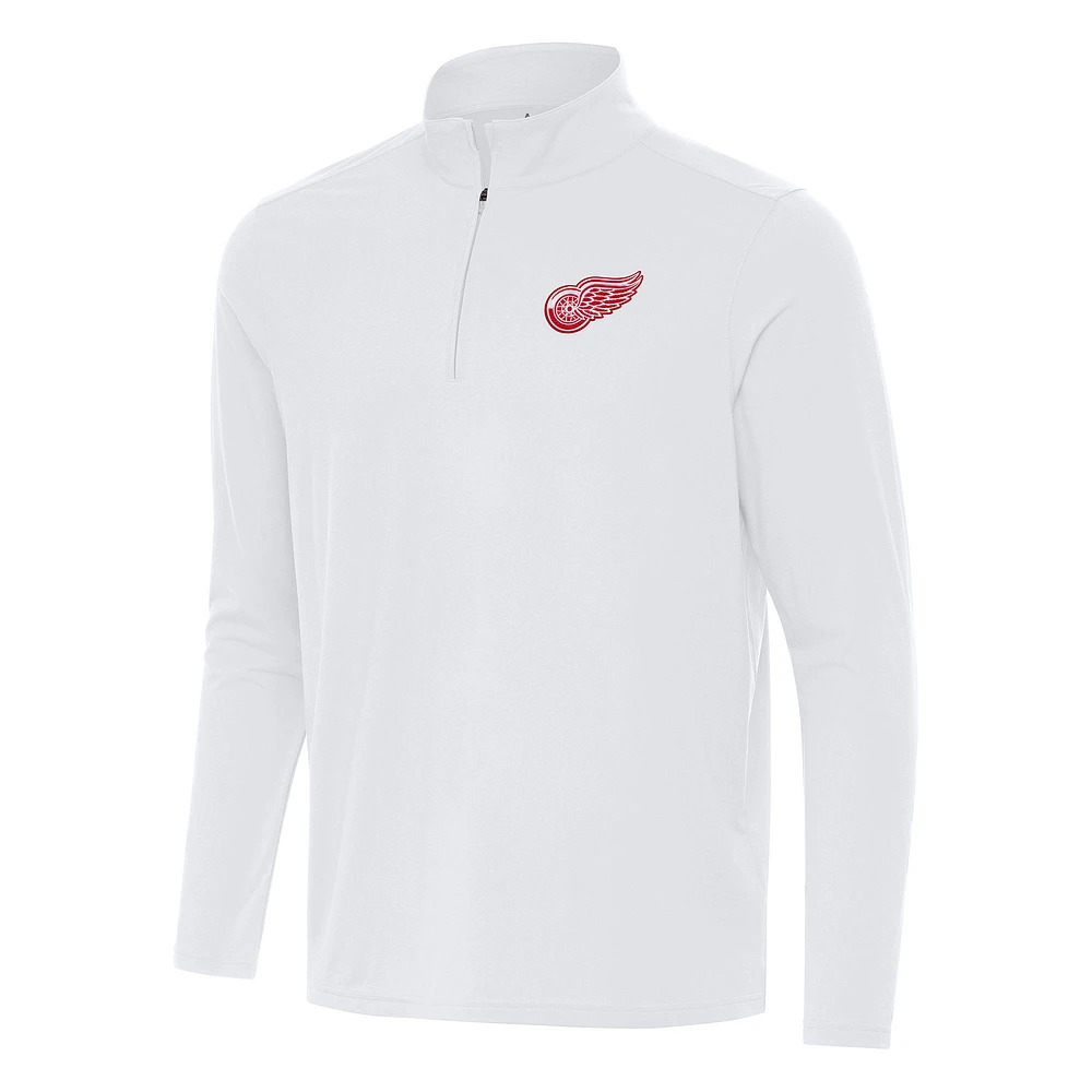 Men's Antigua White Detroit Red Wings Intent Quarter-Zip Top