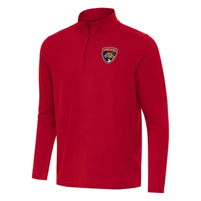 Men's Antigua Red Florida Panthers Intent Quarter-Zip Top