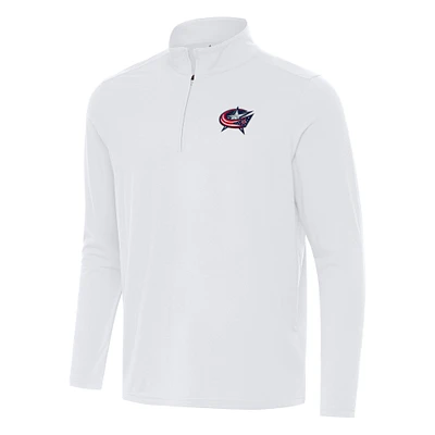 Men's Antigua White Columbus Blue Jackets Intent Quarter-Zip Top