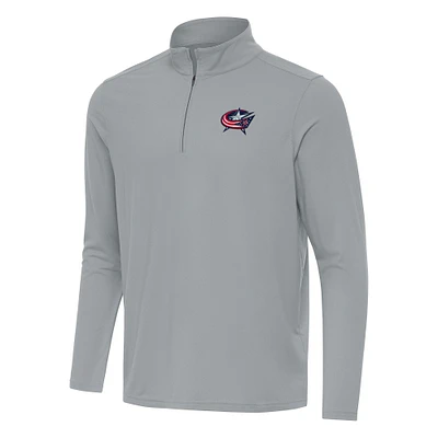 Men's Antigua Gray Columbus Blue Jackets Intent Quarter-Zip Top
