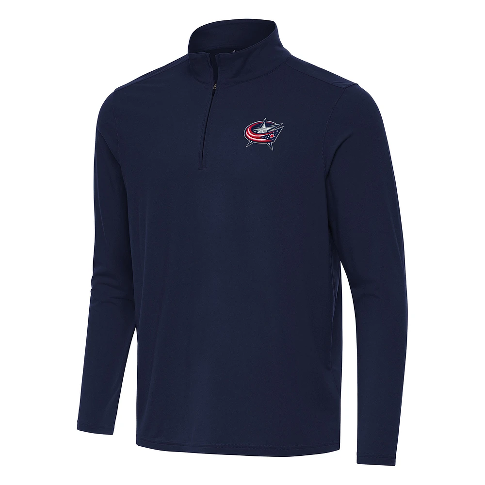 Men's Antigua Navy Columbus Blue Jackets Intent Quarter-Zip Top