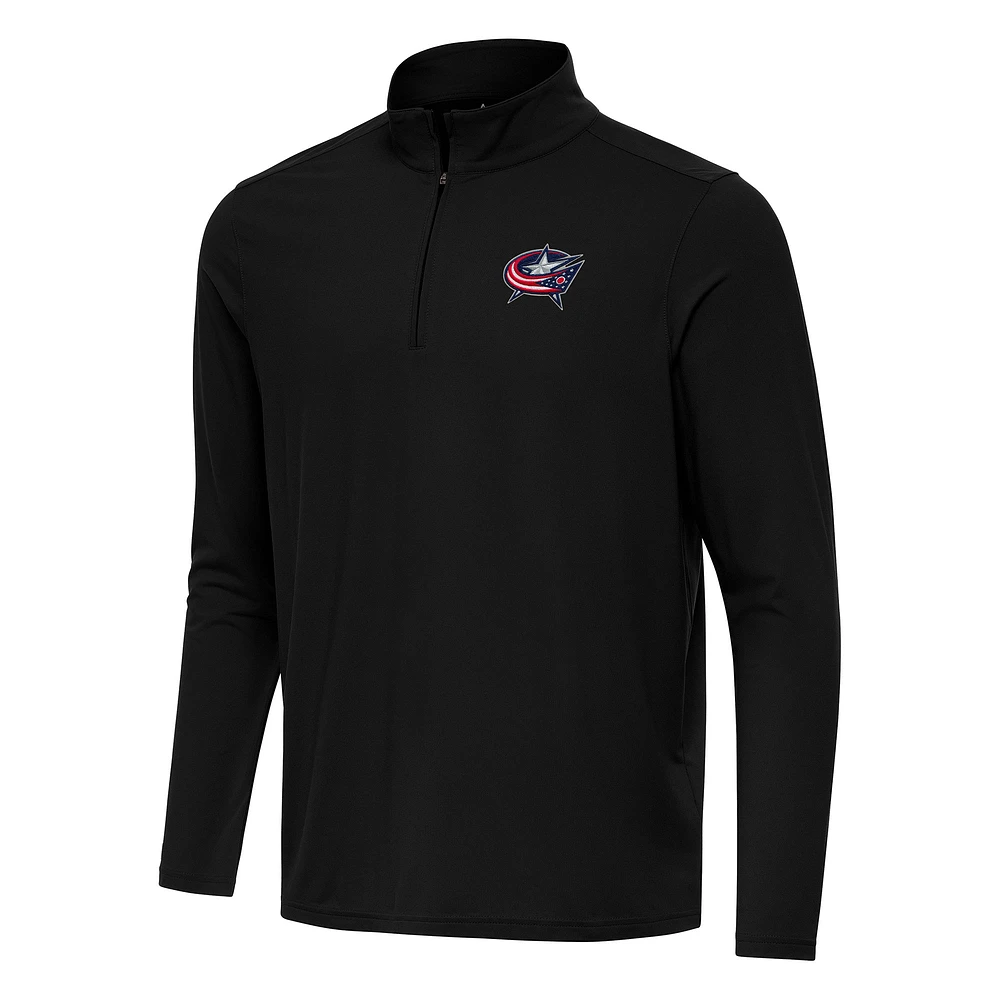 Men's Antigua Black Columbus Blue Jackets Intent Quarter-Zip Top