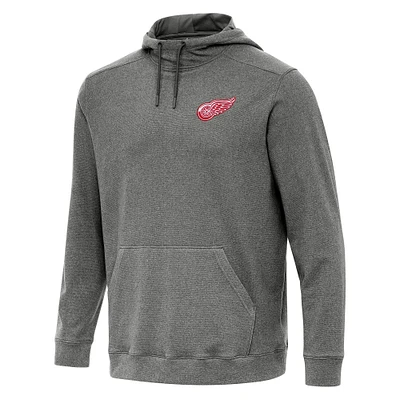 Men's Antigua Heather Black Detroit Red Wings Cloud Pullover Hoodie