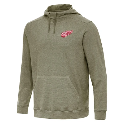 Men's Antigua Olive Detroit Red Wings Cloud Pullover Hoodie