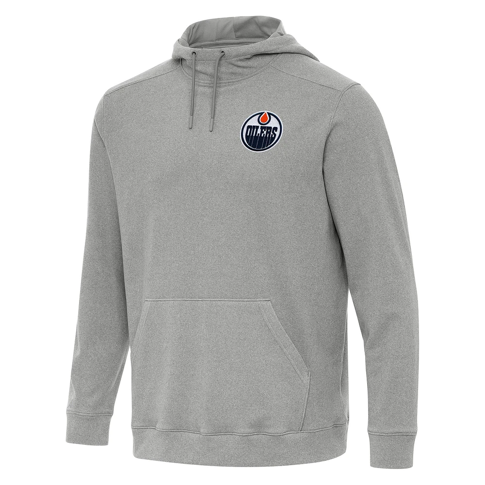 Men's Antigua Heather Gray Edmonton Oilers Cloud Pullover Hoodie