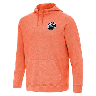 Men's Antigua Heather Orange Edmonton Oilers Cloud Pullover Hoodie