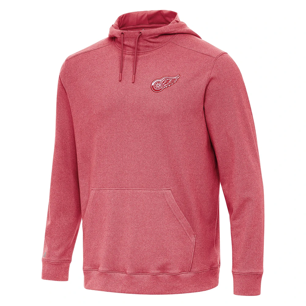 Men's Antigua Heather Red Detroit Wings Cloud Pullover Hoodie