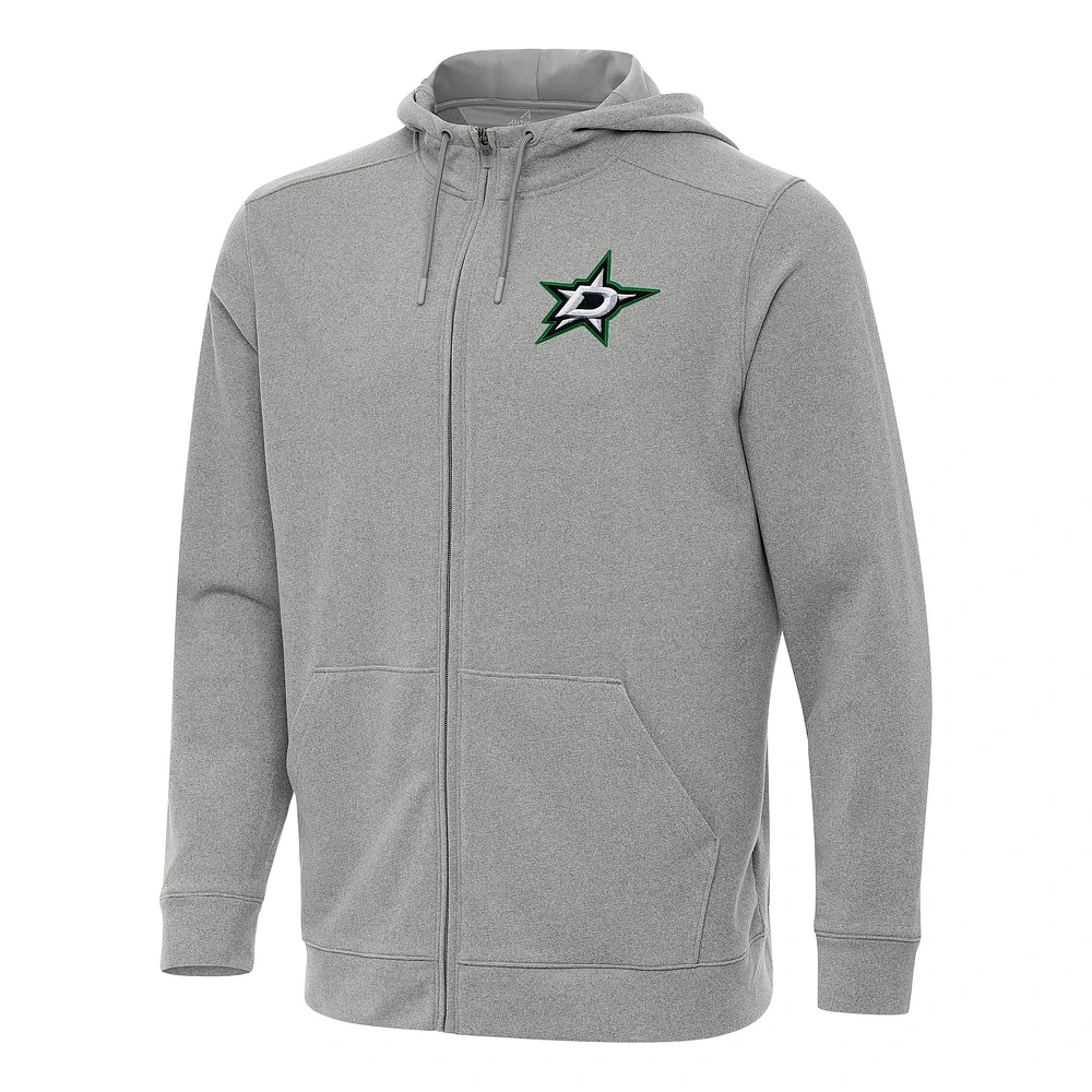 Men's Antigua Heather Dallas Stars Effortless Full-Zip Hoodie Jacket