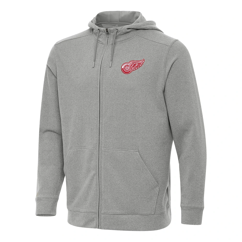 Men's Antigua Heather Detroit Red Wings Effortless Full-Zip Hoodie Jacket
