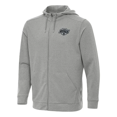 Men's Antigua Heather Los Angeles Kings Effortless Full-Zip Hoodie Jacket