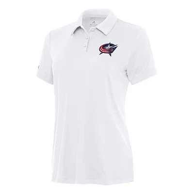 Women's Antigua White Columbus Blue Jackets Reprocess Polo