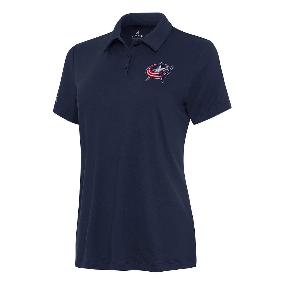 Women's Antigua Navy Columbus Blue Jackets Reprocess Polo