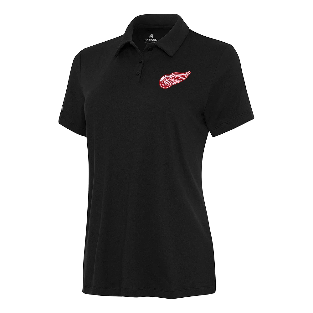 Women's Antigua Black Detroit Red Wings Reprocess Polo