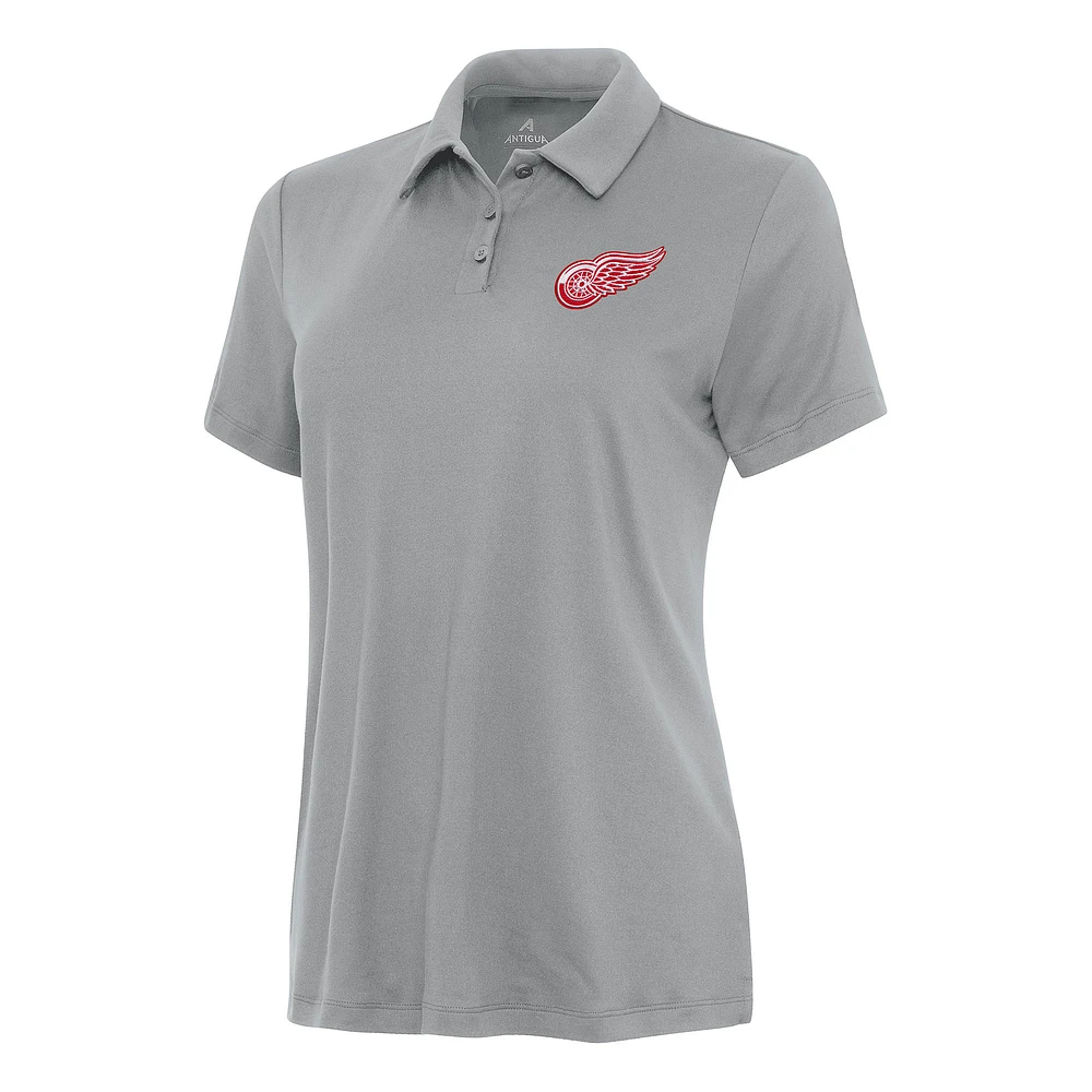 Women's Antigua Gray Detroit Red Wings Reprocess Polo