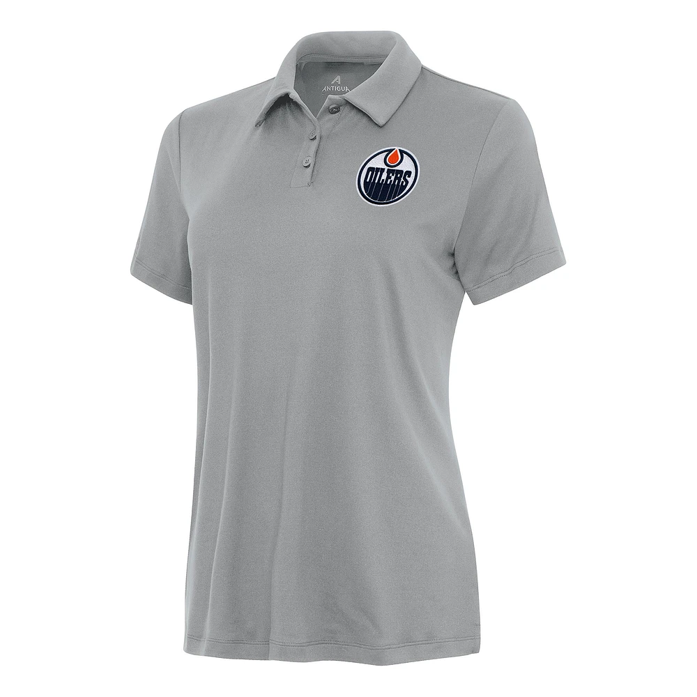 Women's Antigua Gray Edmonton Oilers Reprocess Polo
