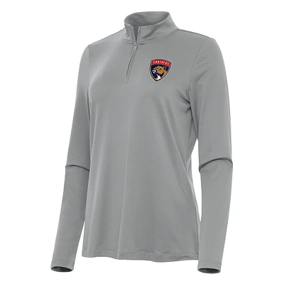 Women's Antigua Gray Florida Panthers Reprocess Quarter-Zip Top