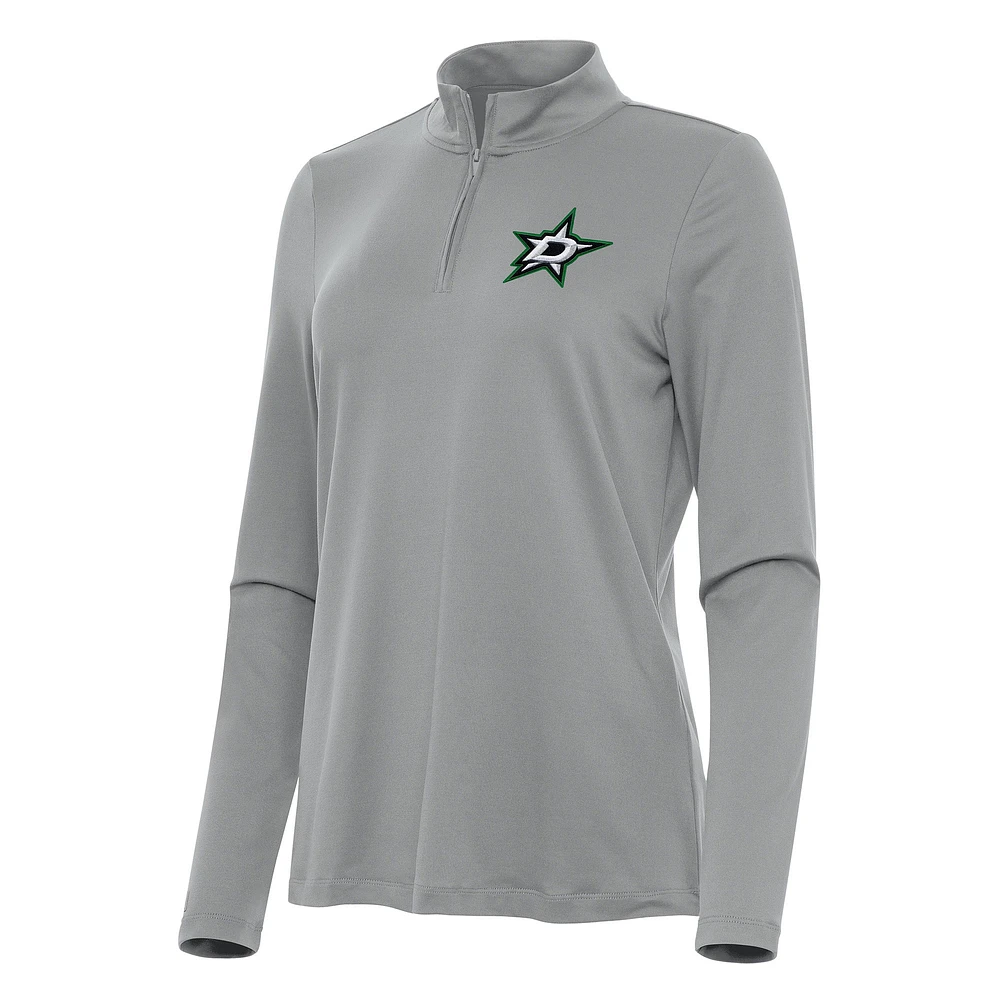 Women's Antigua Gray Dallas Stars Reprocess Quarter-Zip Top