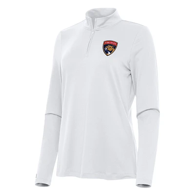 Women's Antigua White Florida Panthers Reprocess Quarter-Zip Top