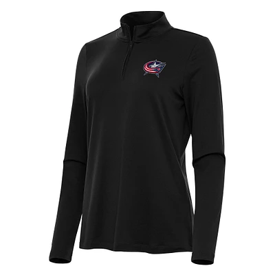 Women's Antigua Black Columbus Blue Jackets Reprocess Quarter-Zip Top