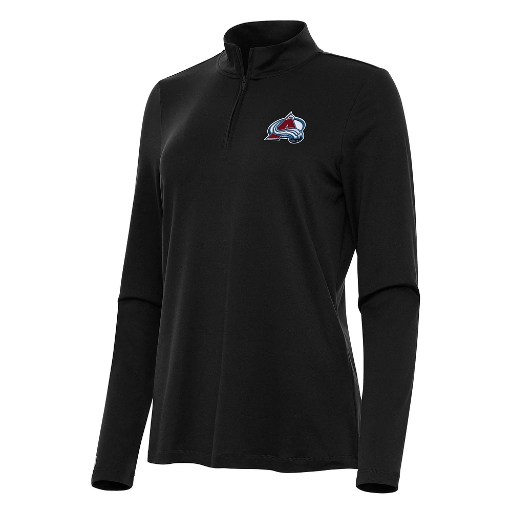 Women's Antigua Black Colorado Avalanche Reprocess Quarter-Zip Top