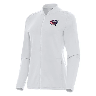 Women's Antigua White Columbus Blue Jackets Continual Full-Zip Jacket