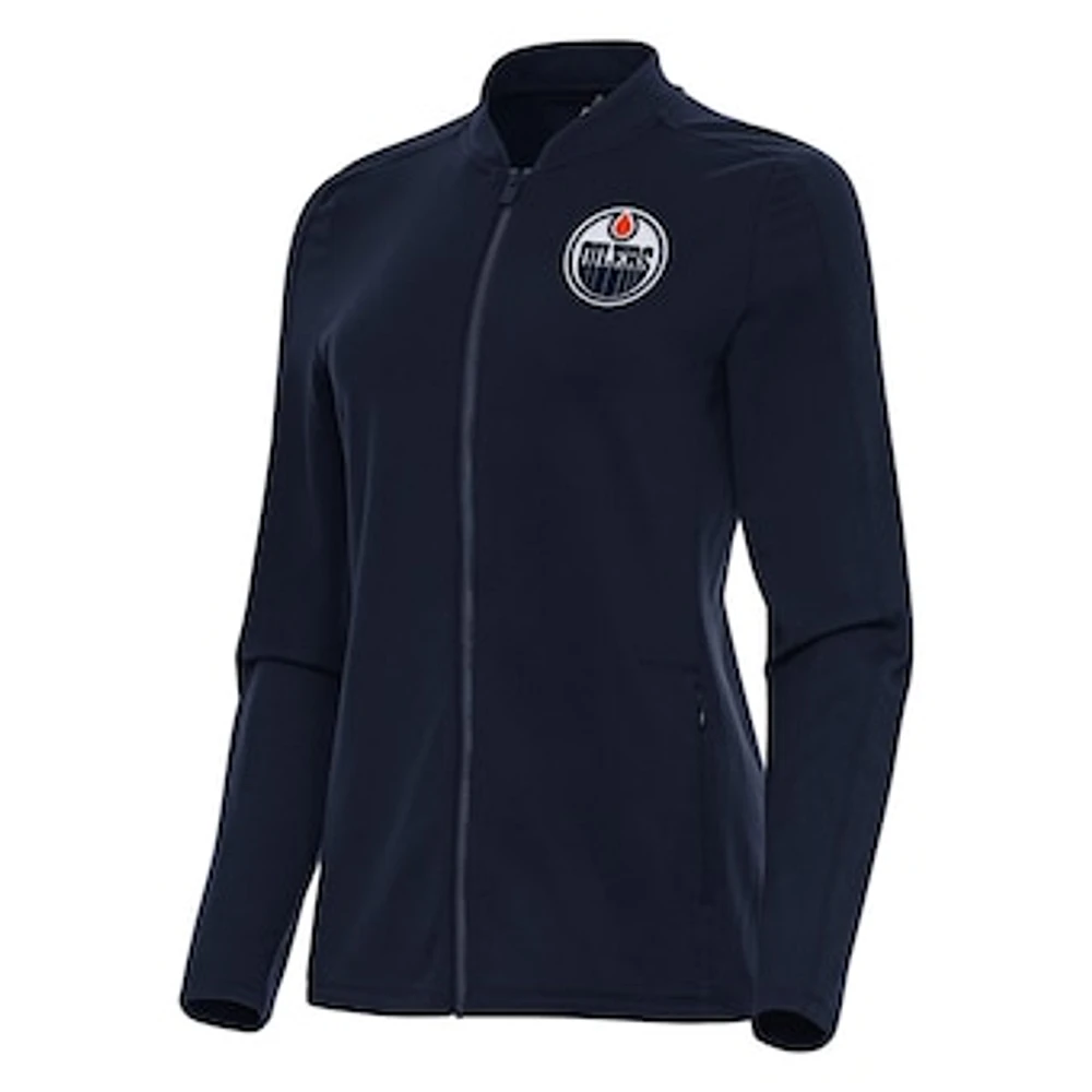 Women's Antigua Navy Edmonton Oilers Continual Full-Zip Jacket