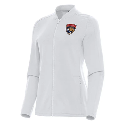Women's Antigua White Florida Panthers Continual Full-Zip Jacket
