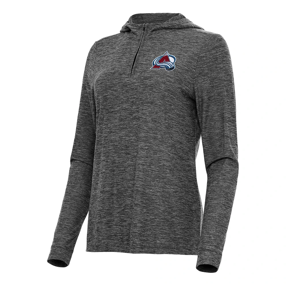 Women's Antigua Heather Colorado Avalanche Daybreak Quarter-Zip Hoodie