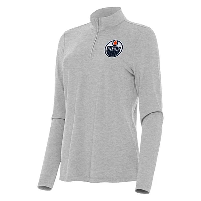 Women's Antigua Heather Edmonton Oilers Bright Quarter-Zip Top