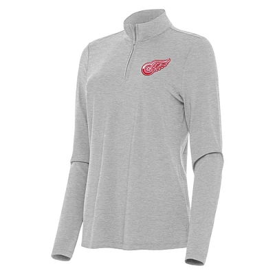 Women's Antigua Heather Detroit Red Wings Bright Quarter-Zip Top