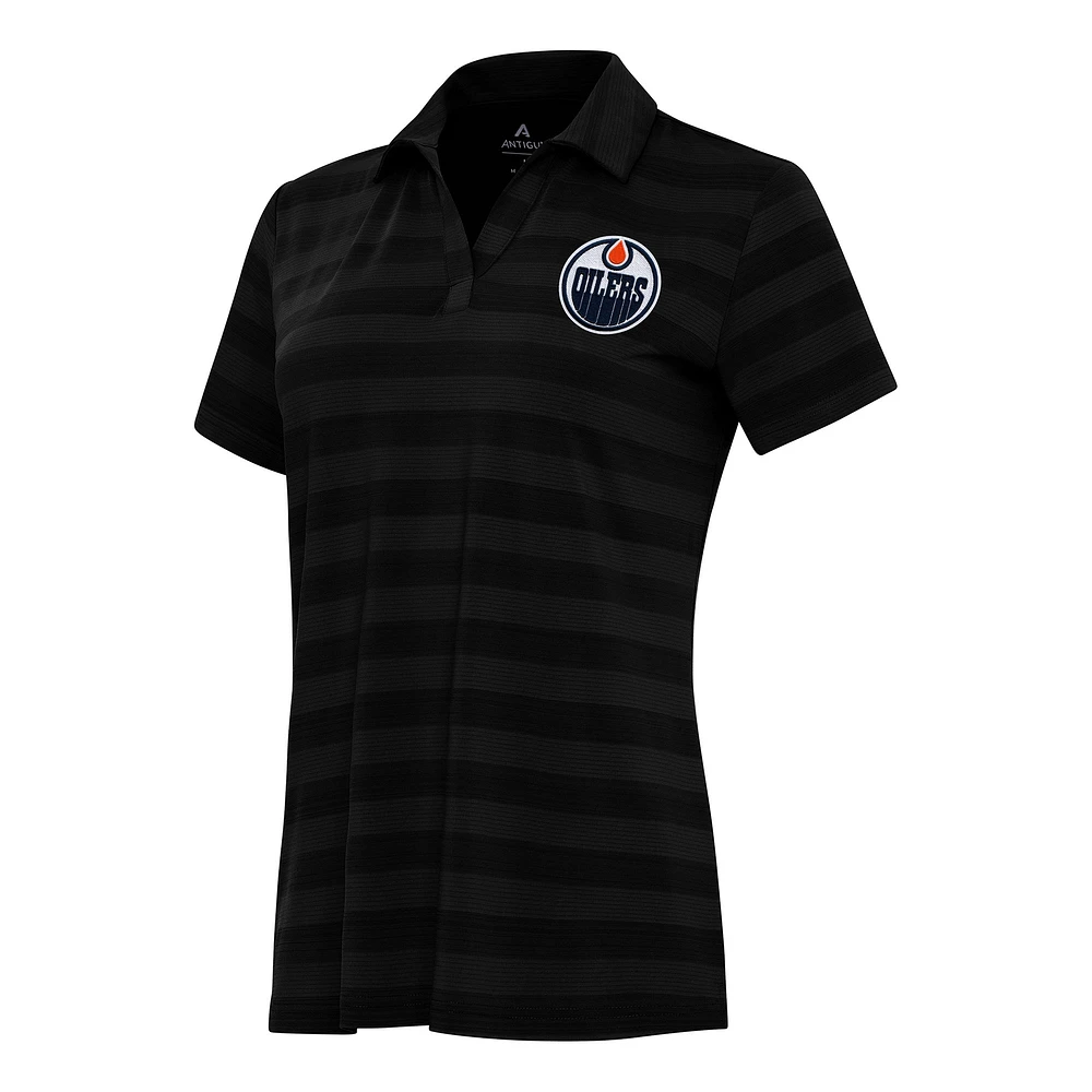 Women's Antigua Black Edmonton Oilers Tunnel Polo