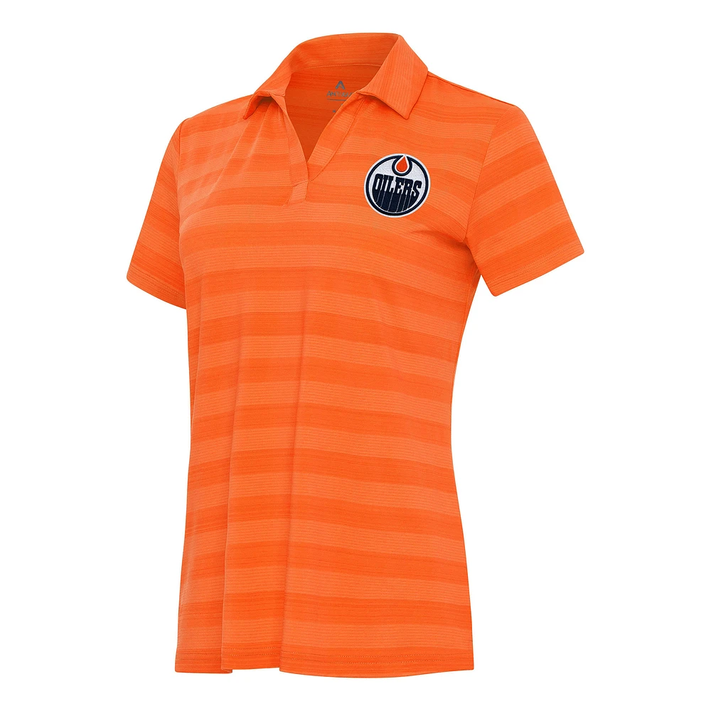 Women's Antigua Orange Edmonton Oilers Tunnel Polo